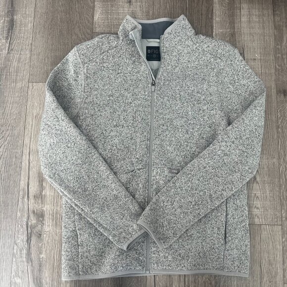 Figs Heather Light Grey On-Shift Sweater Knit Jacket - Picture 5 of 6